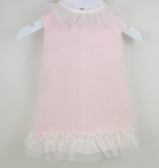PEX Baby Girl Pink Knit Lace Dress Tammy