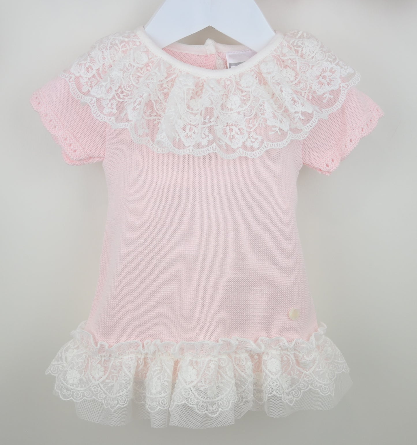 PEX Baby Girl Pink Knit Lace Dress Annabelle