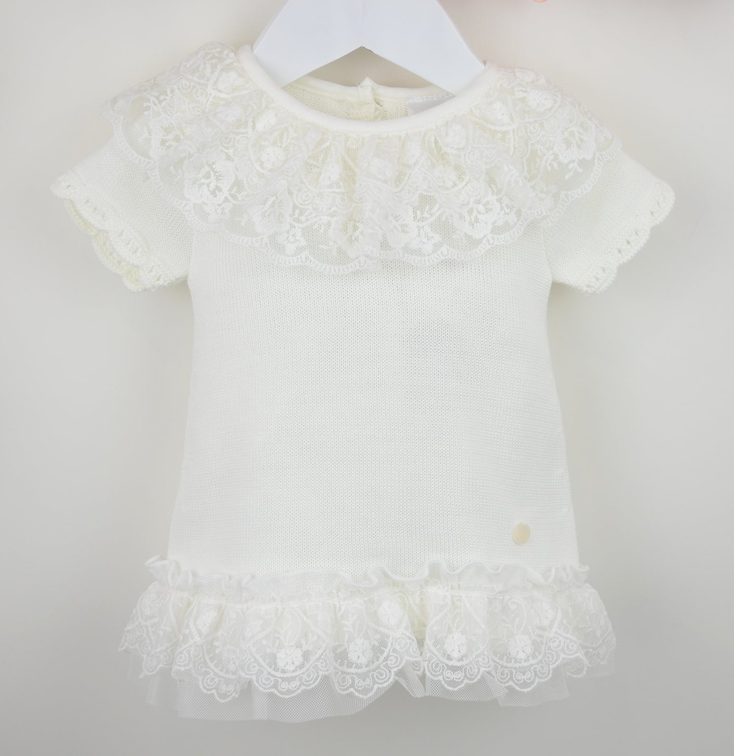PEX Baby Girl Ivory Knit Lace Dress Annabelle