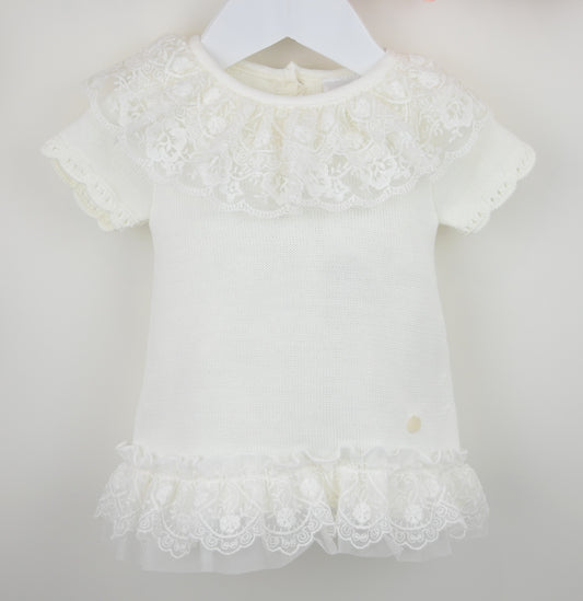 PRE ORDER PEX Baby Girl Ivory Knit Lace Dress Annabelle