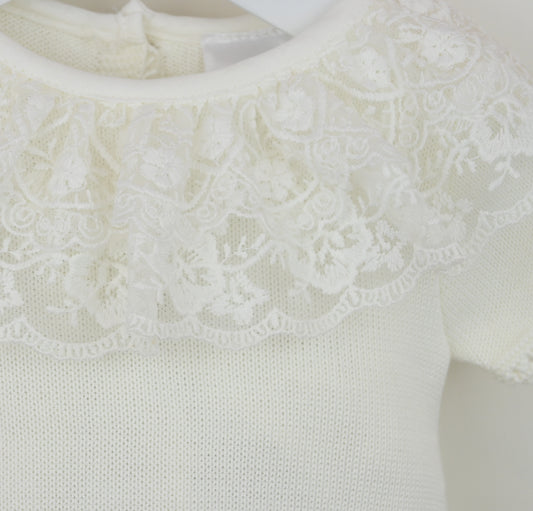 PRE ORDER PEX Baby Girl Ivory Knit Lace Dress Annabelle