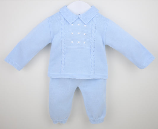 PRE ORDER PEX Baby Boy Blue Knitted Trouser Set Thomas
