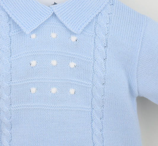 PRE ORDER PEX Baby Boy Blue Knitted Trouser Set Thomas