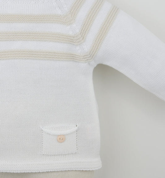 PRE ORDER PEX Baby Boy Cream Stripe Knit Set Julius