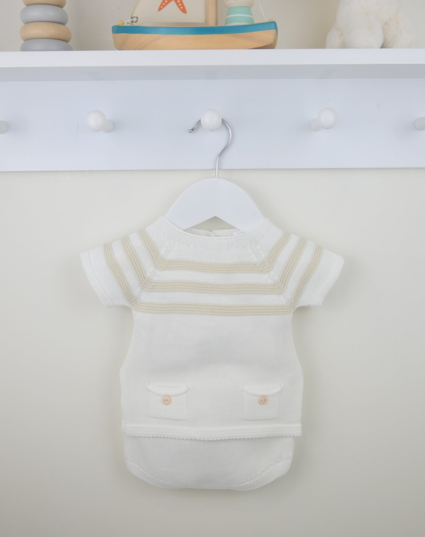 PEX Baby Boy Cream Stripe Knit Pant Set Julius