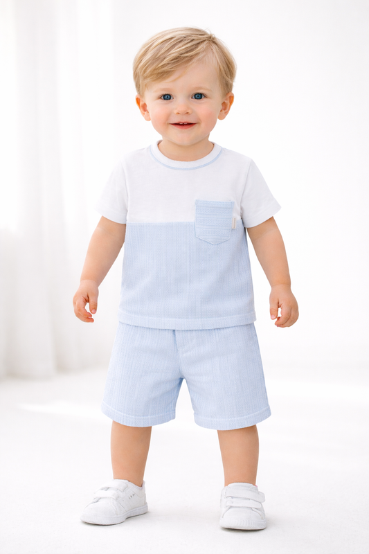 Pastels & Co Blue & White Short Set Henry