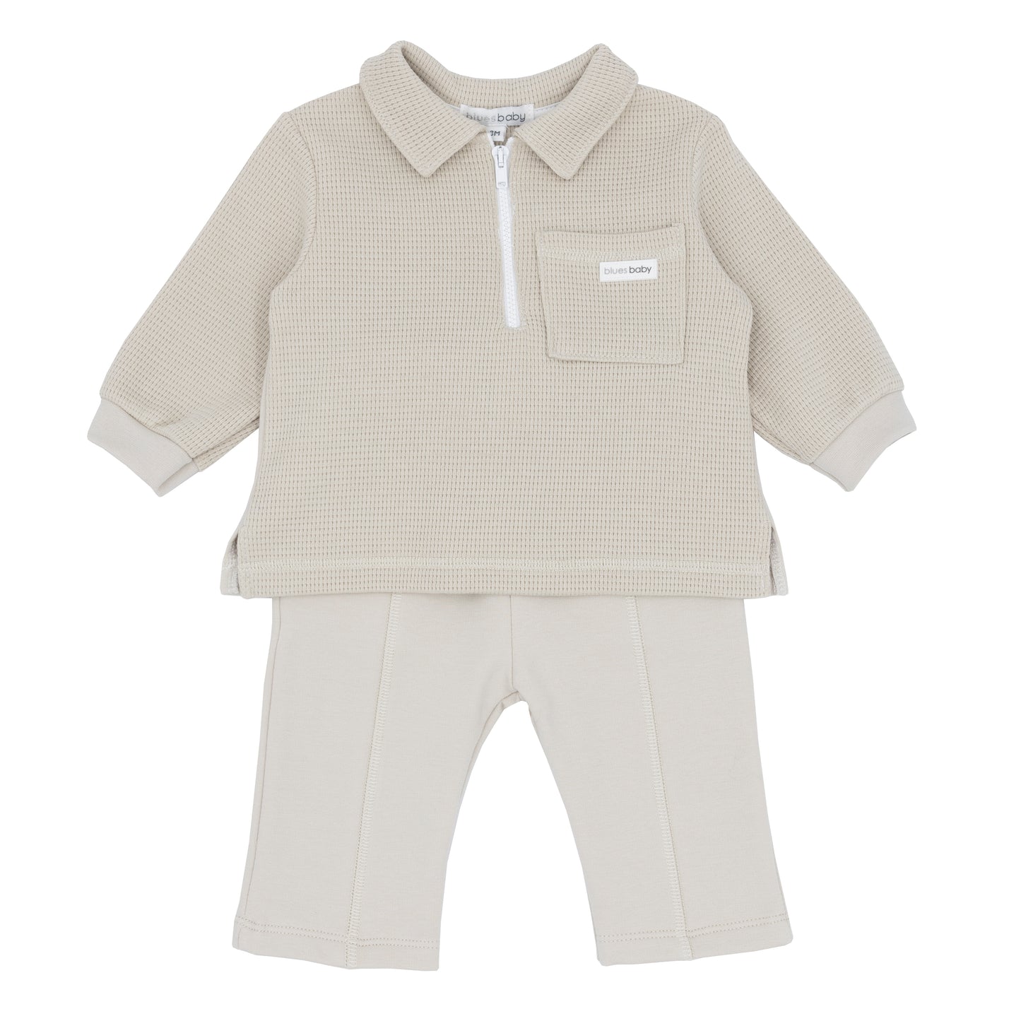 Blues Baby Boys Beige Zip Polo & Trouser Set BB2216