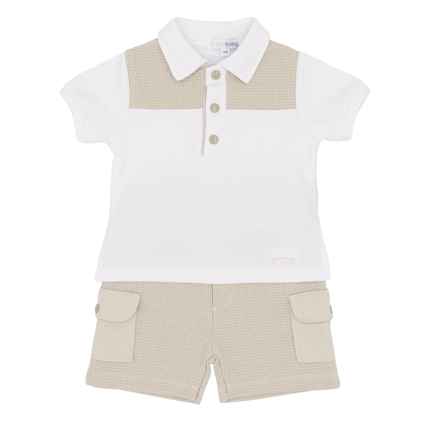 PRE ORDER Blues Baby Beige Polo Short Set BB3046