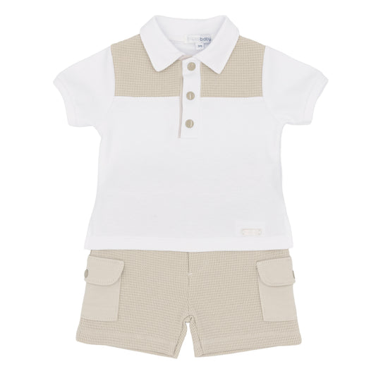 PRE ORDER Blues Baby Beige Polo Short Set BB3046