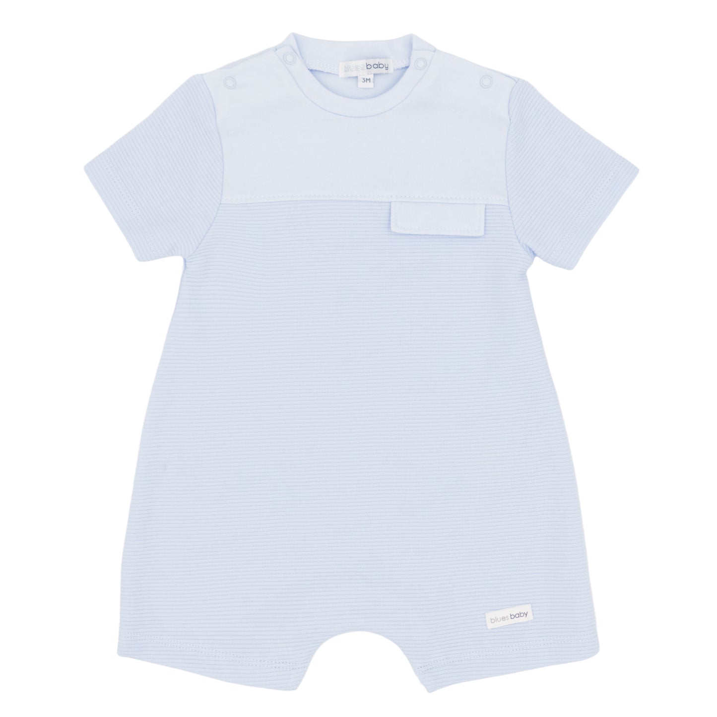 Blues Baby Boys Blue Ribbed Romper BB3064