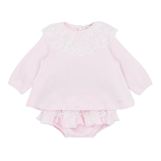 Blues Baby Girls Pink Lace Jam Pant Set BB3124