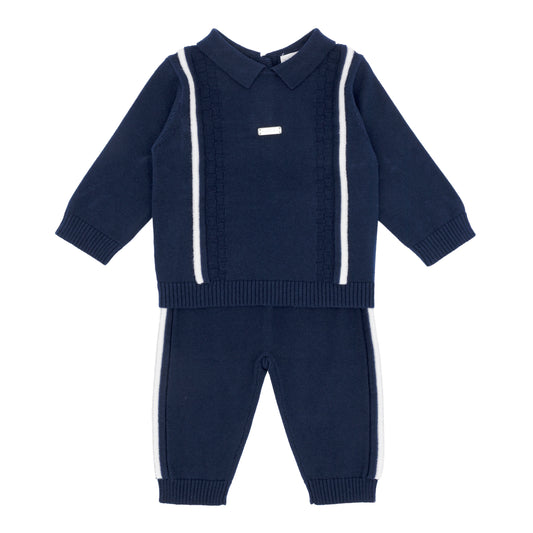 PRE ORDER Blues Baby Boys Navy Knitted Trouser Set BB3131