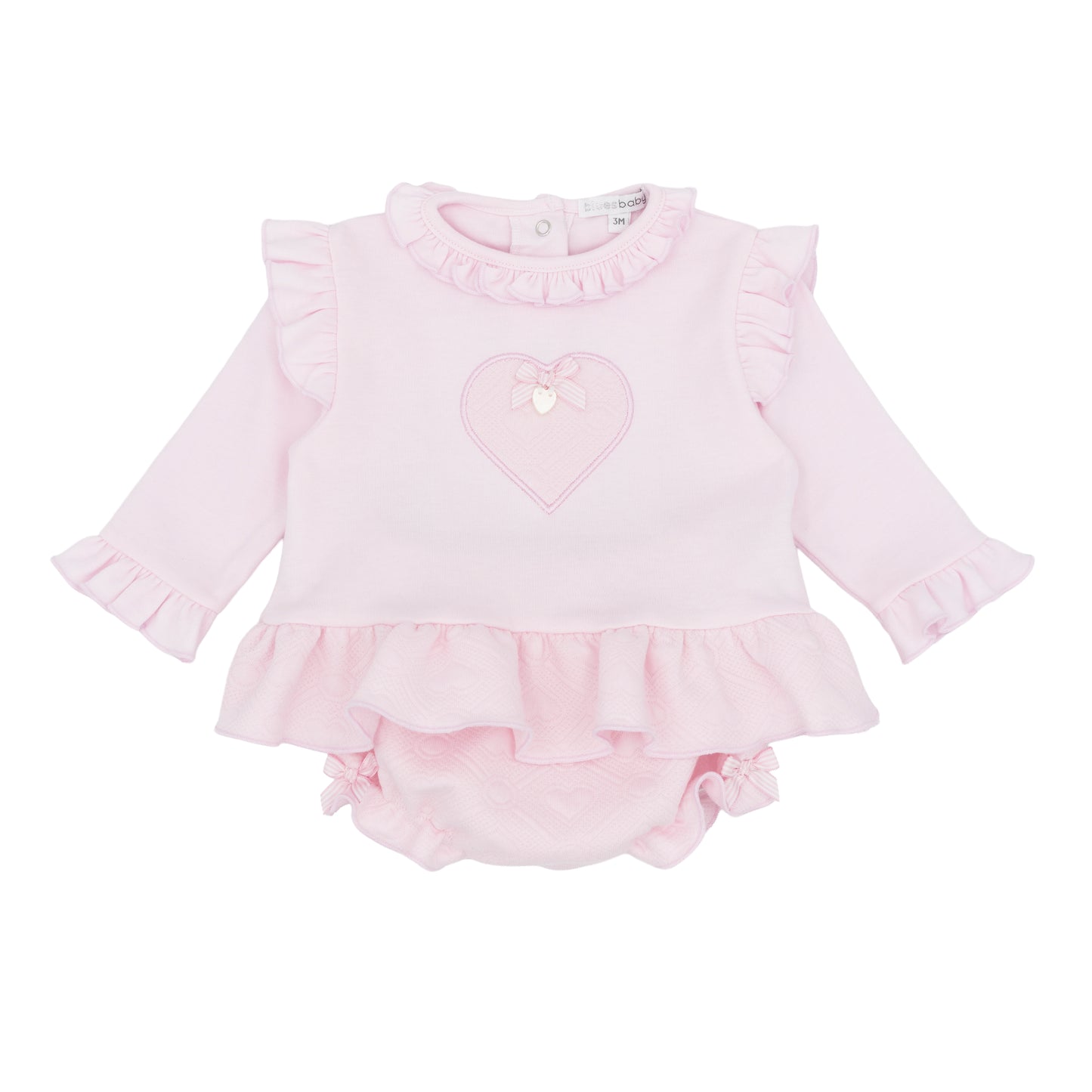 Blues Baby Girls Pink Frill Heart Jam Pant Set BB3180