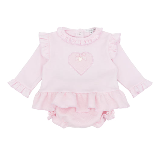 Blues Baby Girls Pink Frill Heart Jam Pant Set BB3180