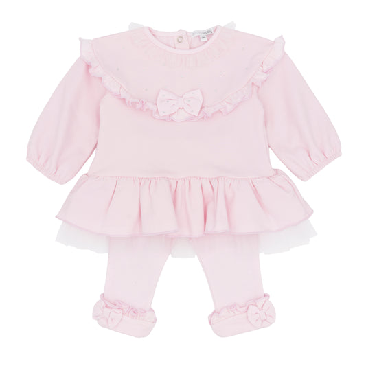 Blues Baby Girls Pink Tulle Frill Legging Set BB3198