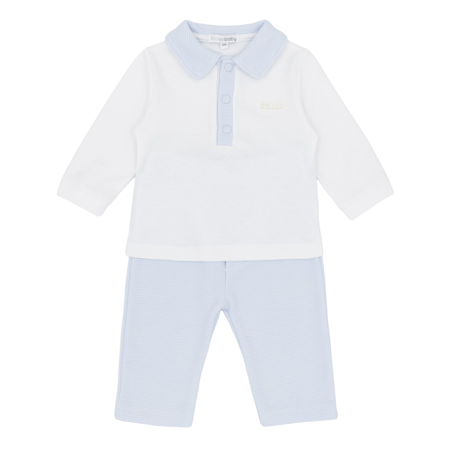 Blues Baby Boys White & Blue Polo & Trouser Set BB3231