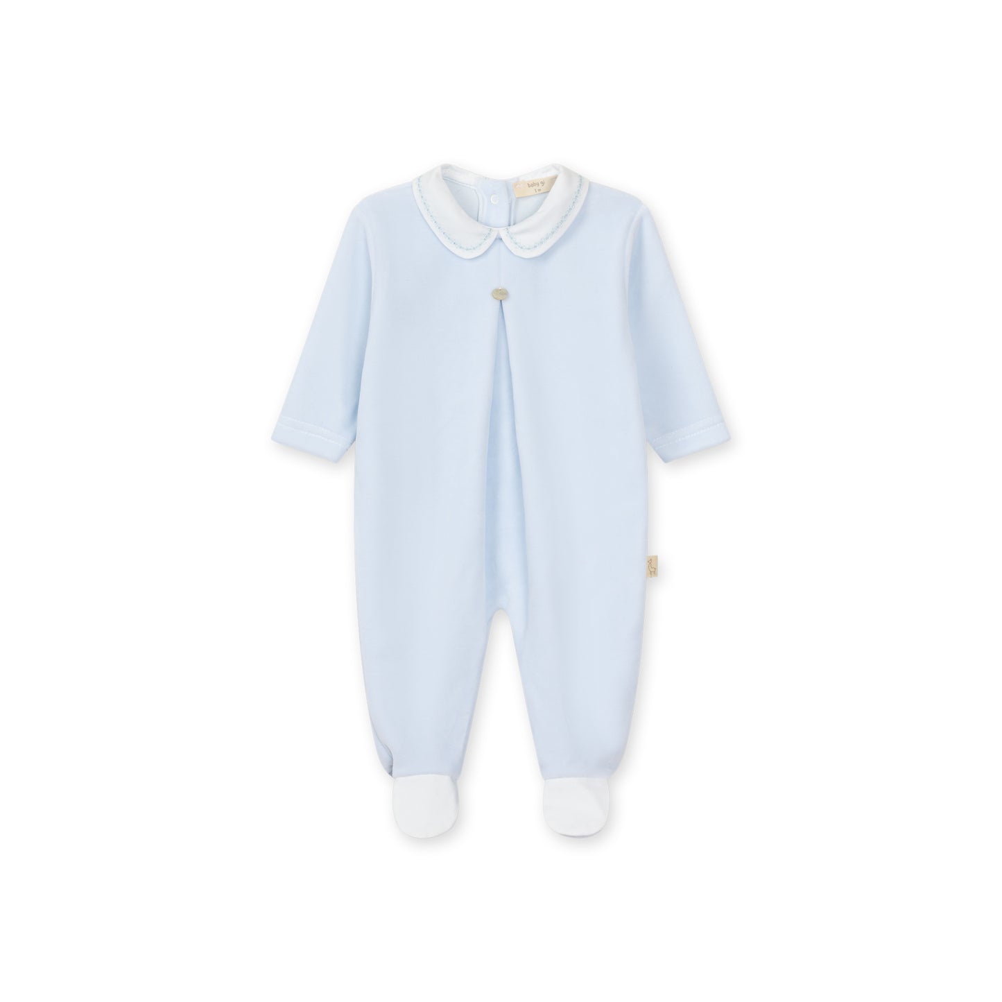 PRE ORDER Baby Gi Blue Velour Plain Babygrow BG500