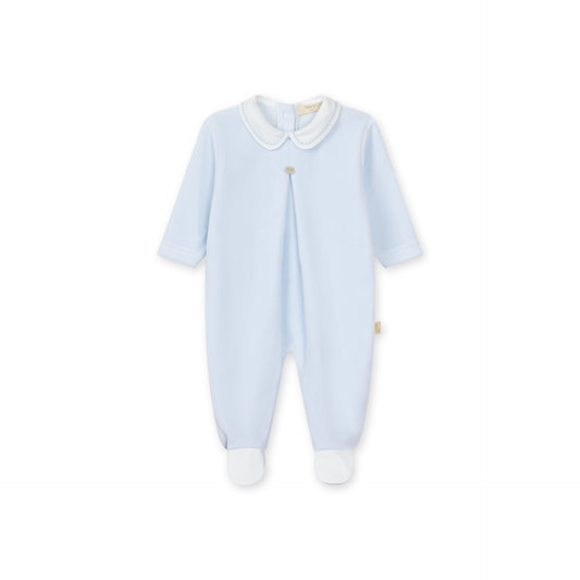 PRE ORDER Baby Gi Blue Velour Plain Babygrow BG500