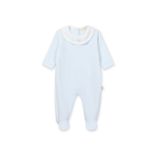 Baby Gi Blue Velour Bow Babygrow BG502