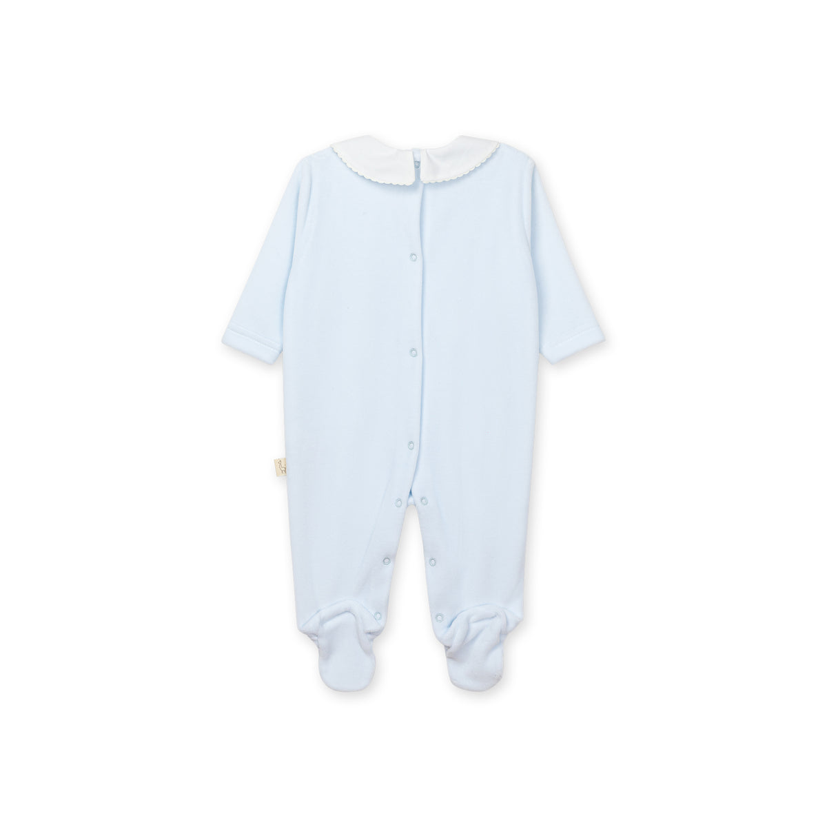 Baby Gi Blue Velour Bow Babygrow BG502
