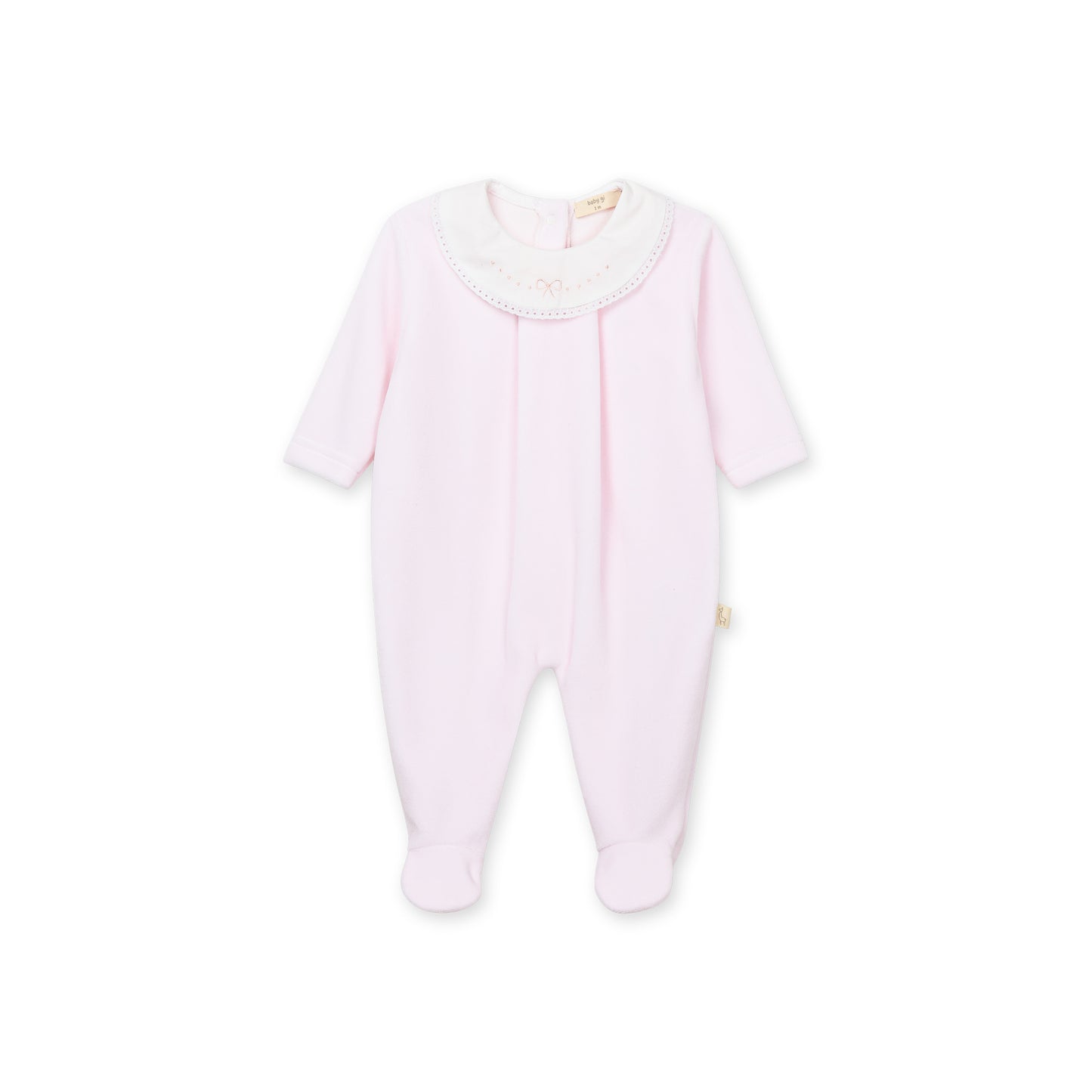 Baby Gi Girl Pink Velour Bow Babygrow BG502