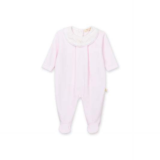 Baby Gi Girl Pink Velour Bow Babygrow BG502