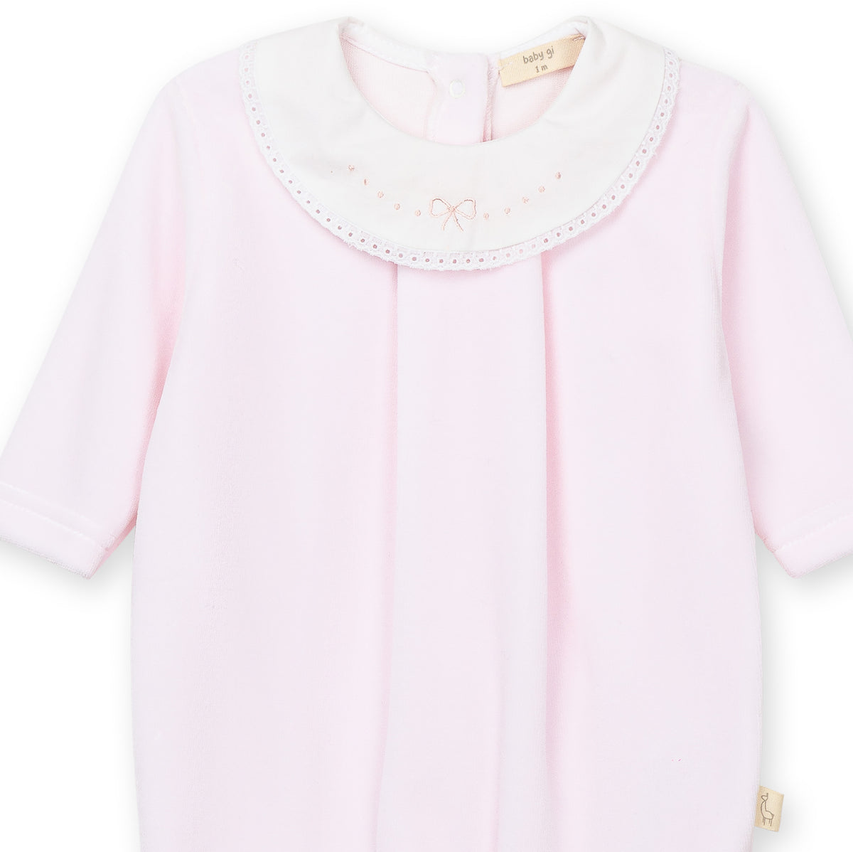 Baby Gi Girl Pink Velour Bow Babygrow BG502