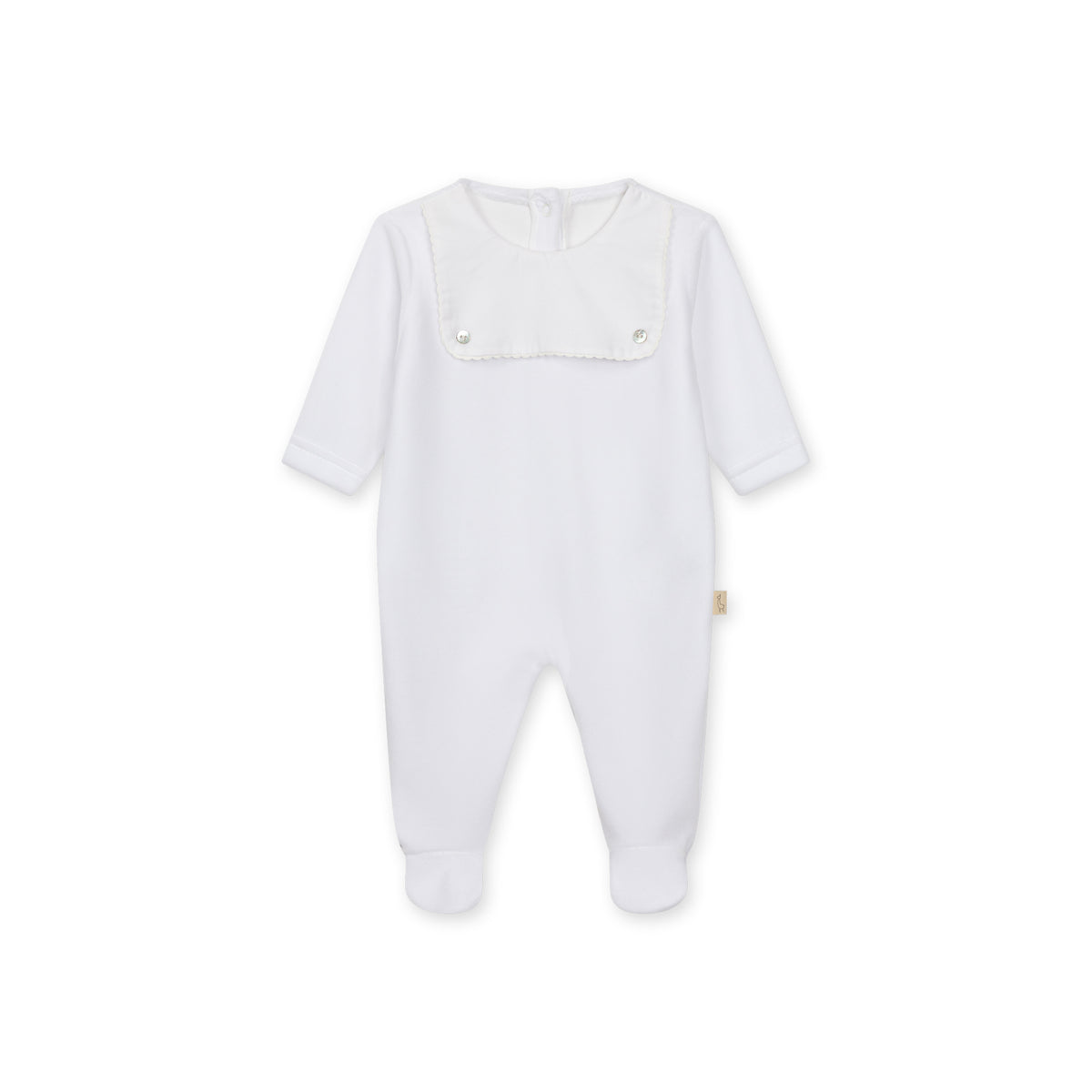 Baby Gi White Velour Scallop Babygrow BG510