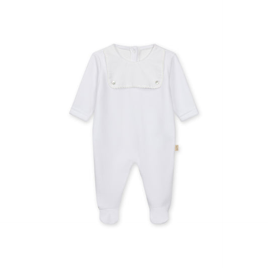 Baby Gi White Velour Scallop Babygrow BG510