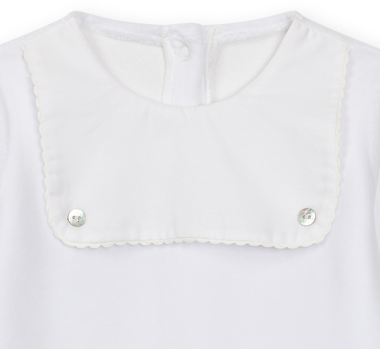 Baby Gi White Velour Scallop Babygrow BG510