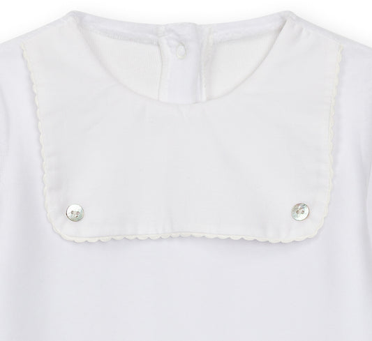 Baby Gi White Velour Scallop Babygrow BG510