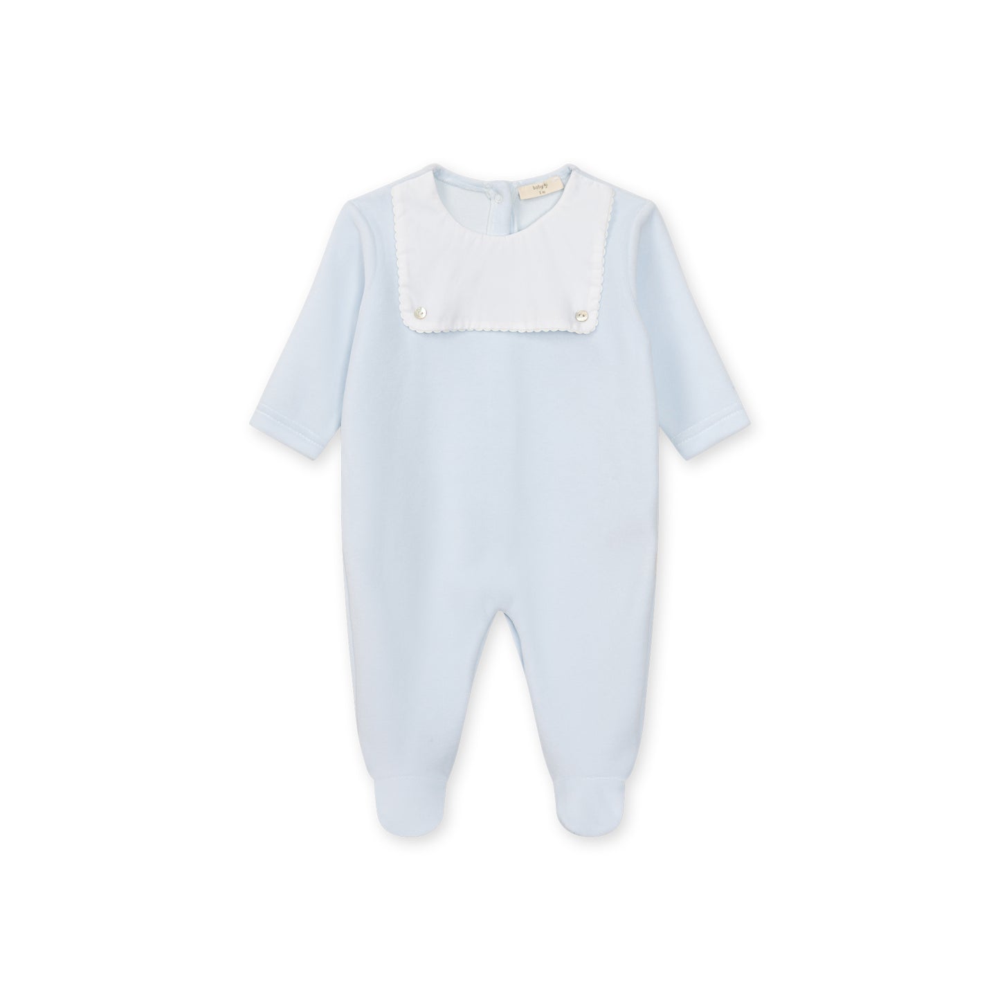 Baby Gi Blue Velour Scallop Babygrow BG510