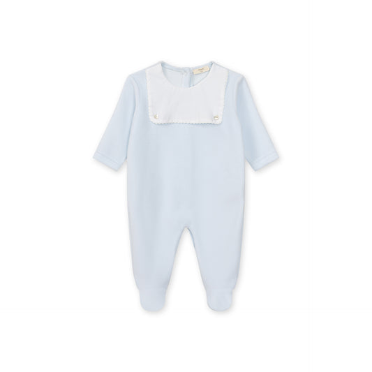 Baby Gi Blue Velour Scallop Babygrow BG510