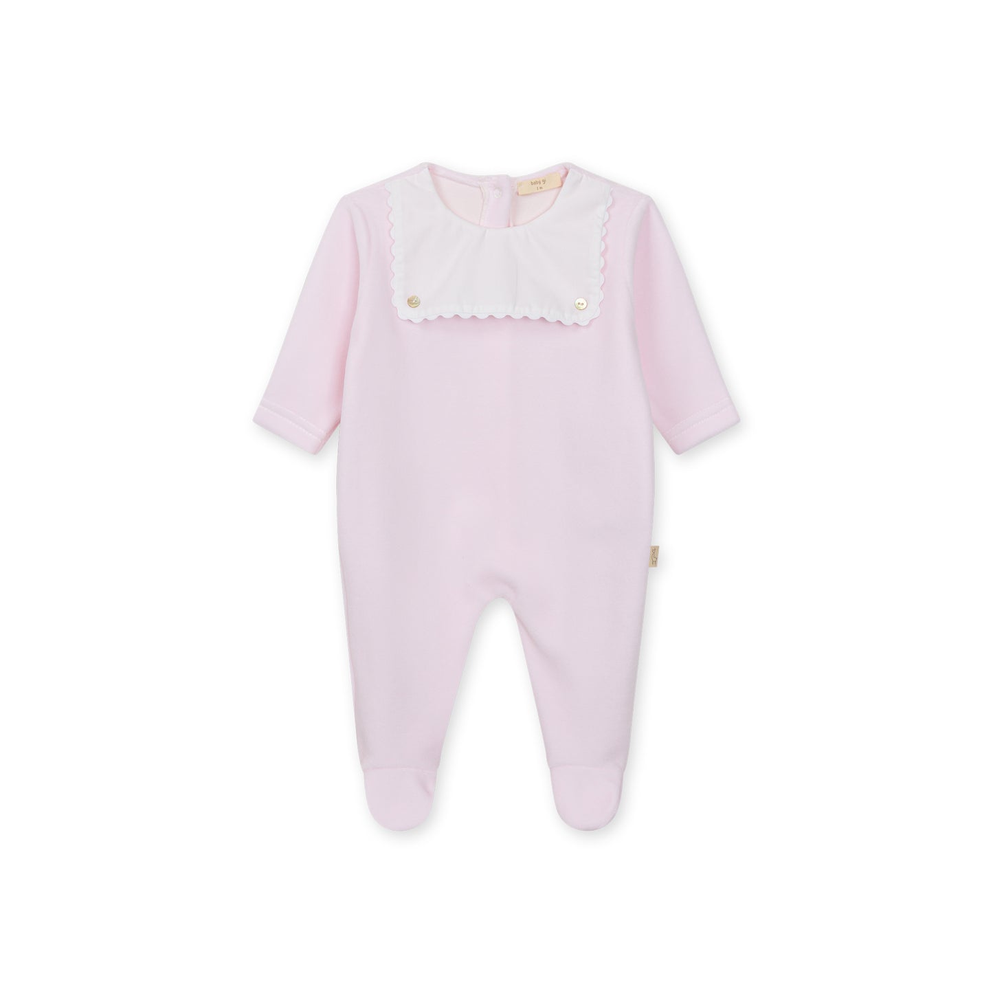 Baby Gi Pink Velour Scallop Babygrow BG510