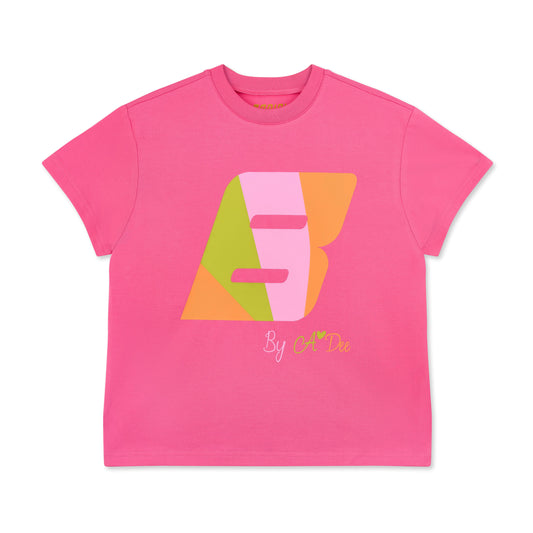 Bonini Girls Hot Pink Oversized Logo T-Shirt Dynamic