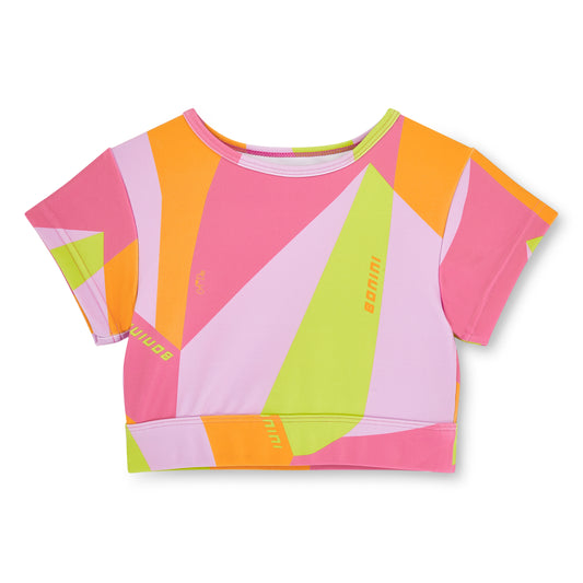 Bonini Girls Hot Pink Printed Sports Crop Top Dream