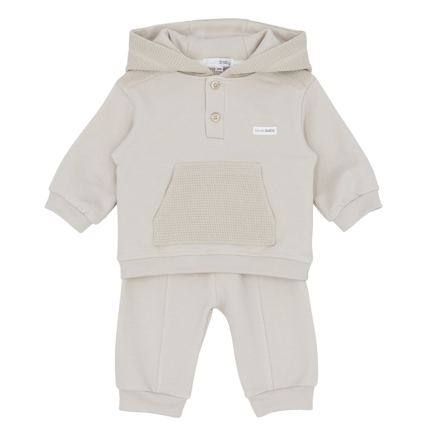 Beige baby hooded tracksuit and pants set 