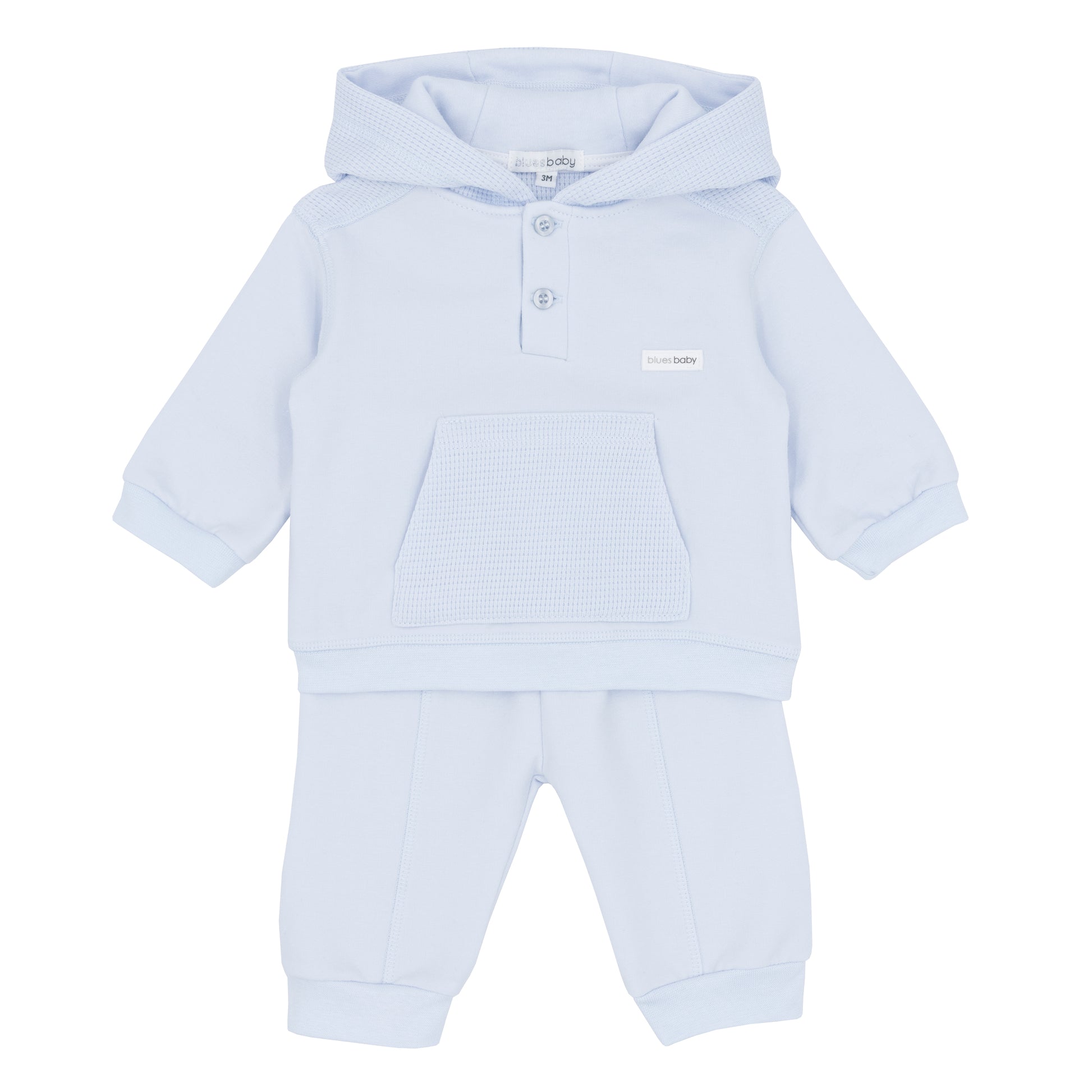 Light blue baby boy tracksuit with a hood 