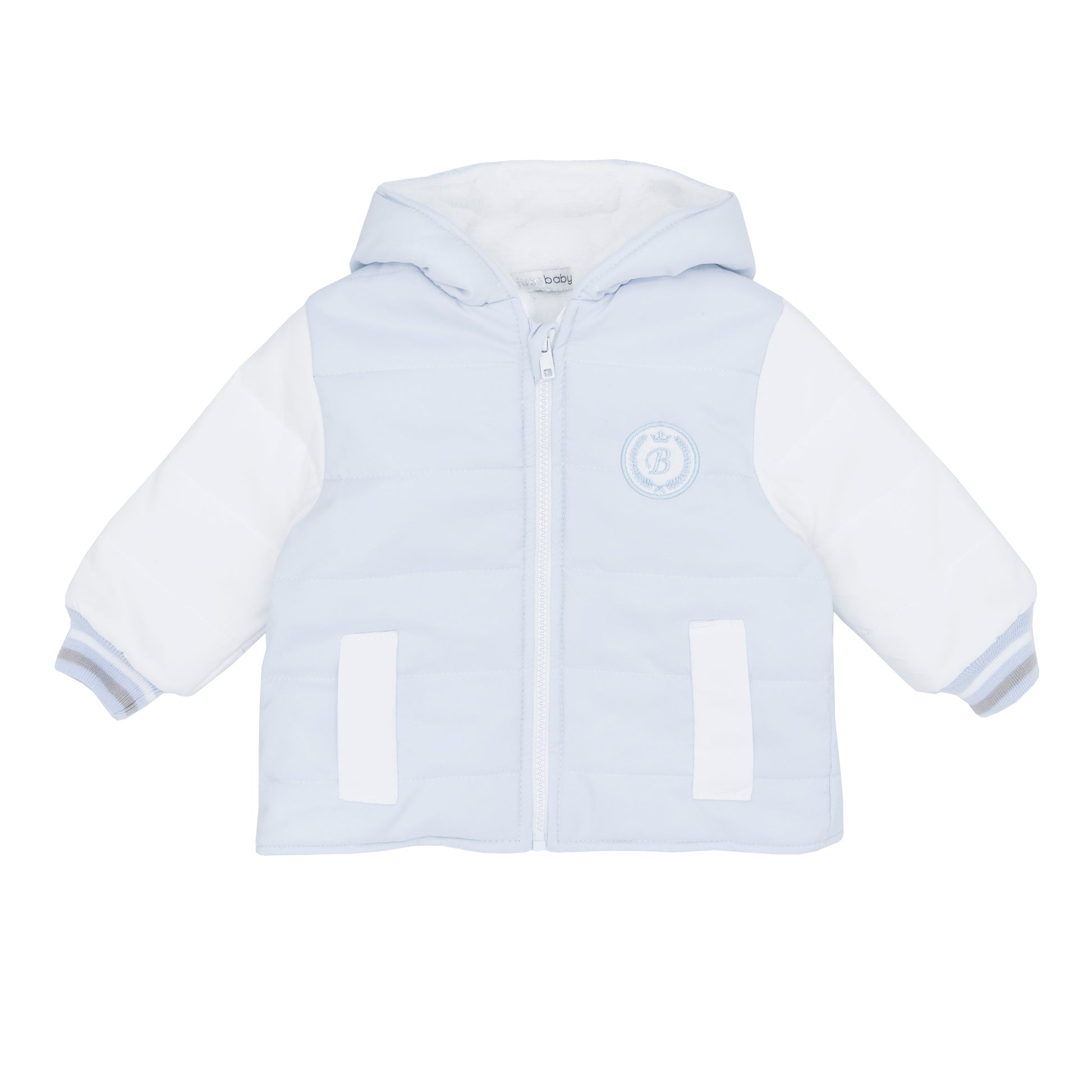 blue baby boy winter hooded quilted jacket 