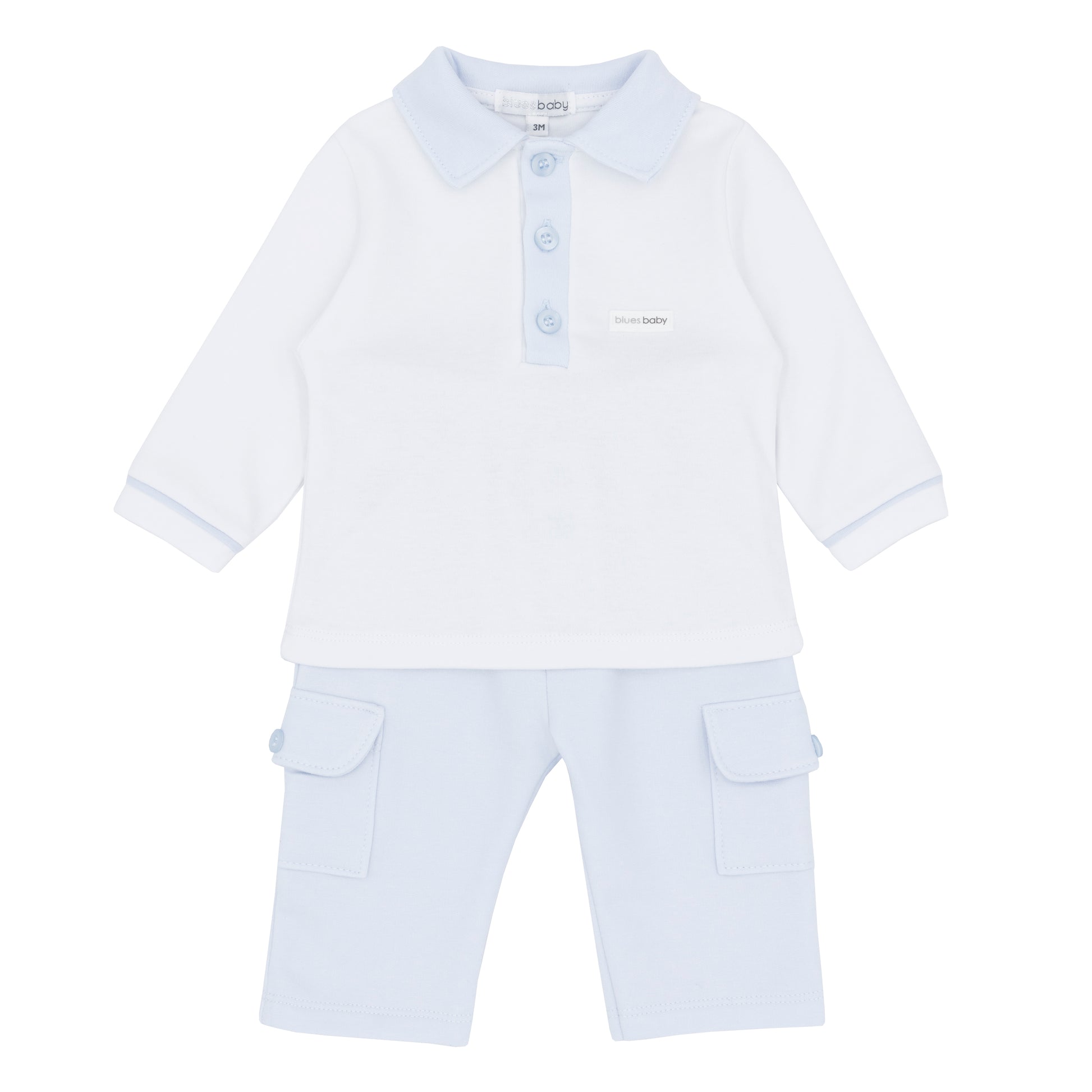 Light blue baby outfit with shirt and pants. children boutique glasgow