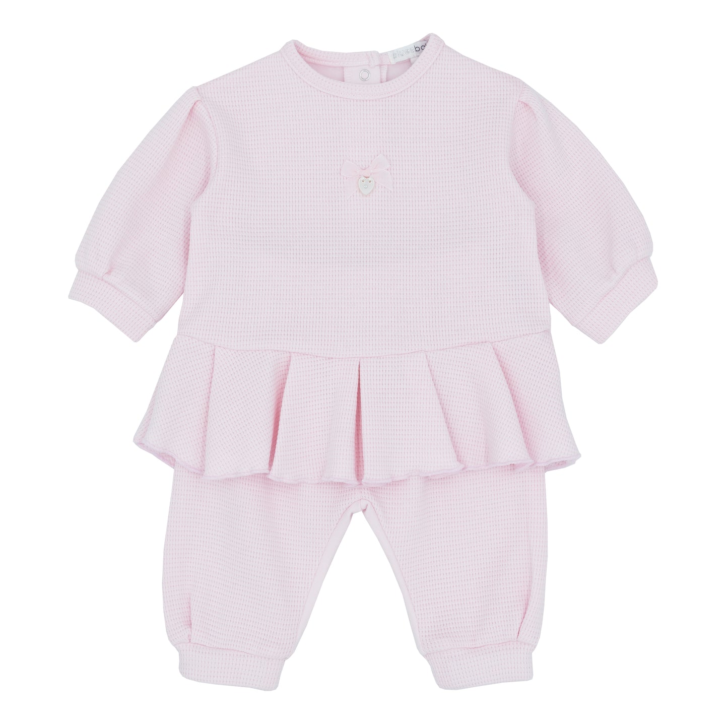 Pink baby girl outfit with top and pants on baby shop glasgow 