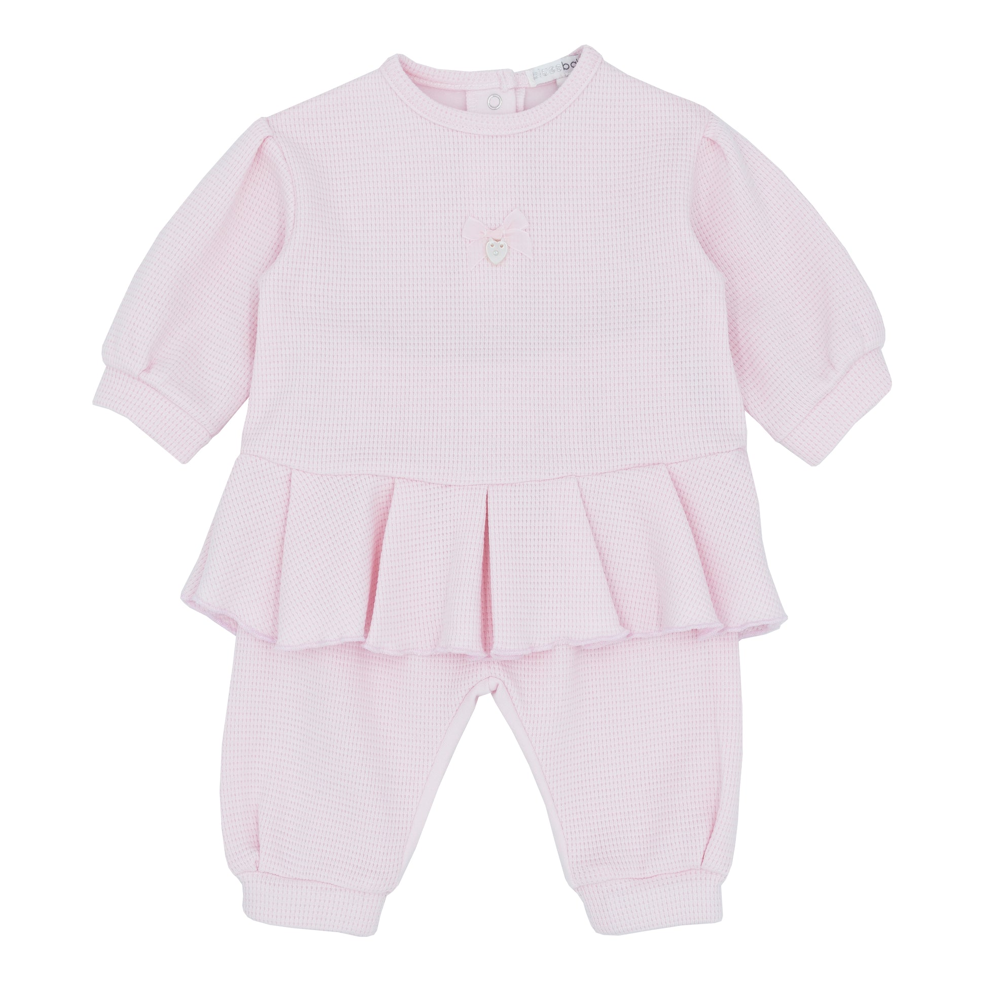 Pink baby girl outfit with top and pants on baby shop glasgow 