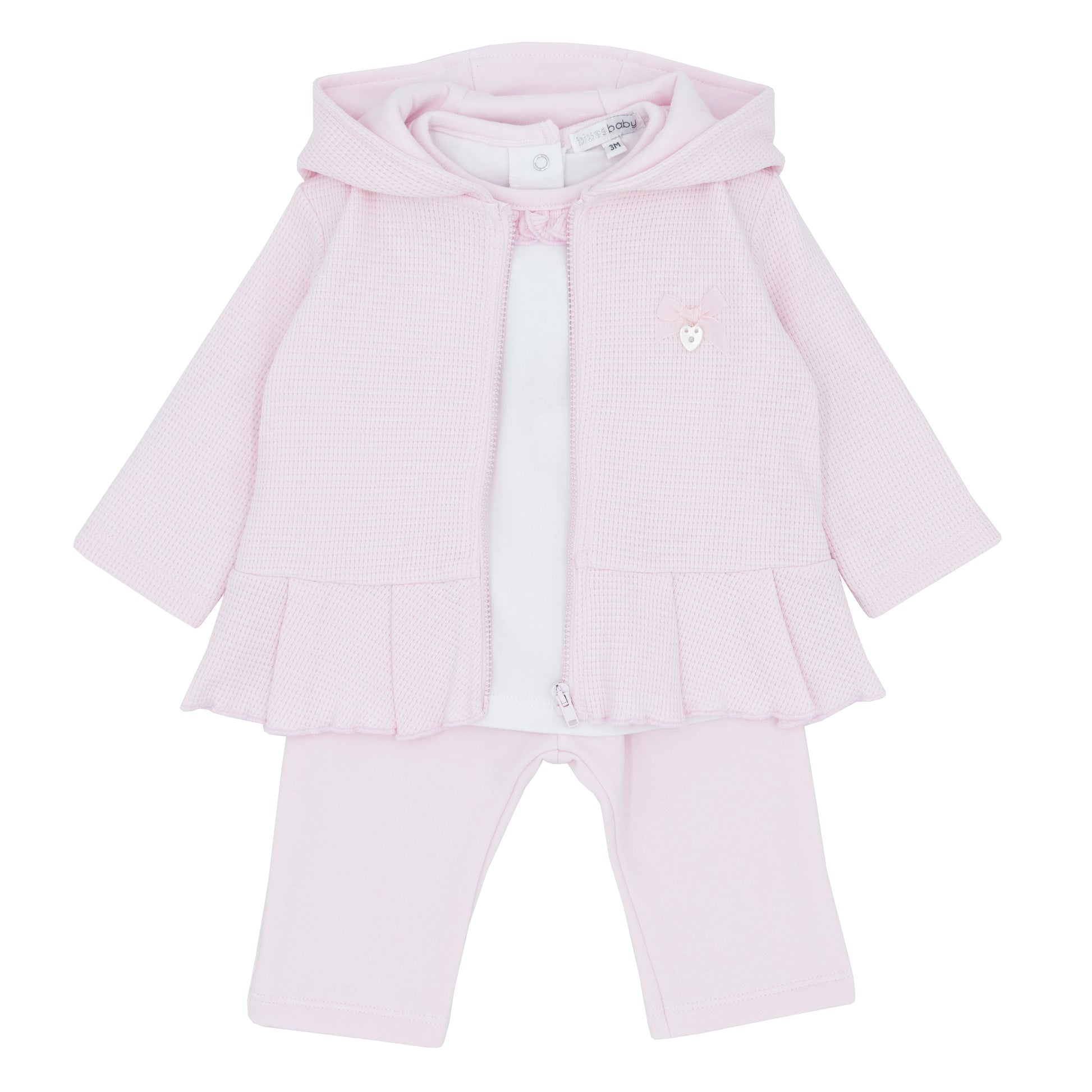 Light pink baby girl outfit with a jacket and pants jogger and t-shirt