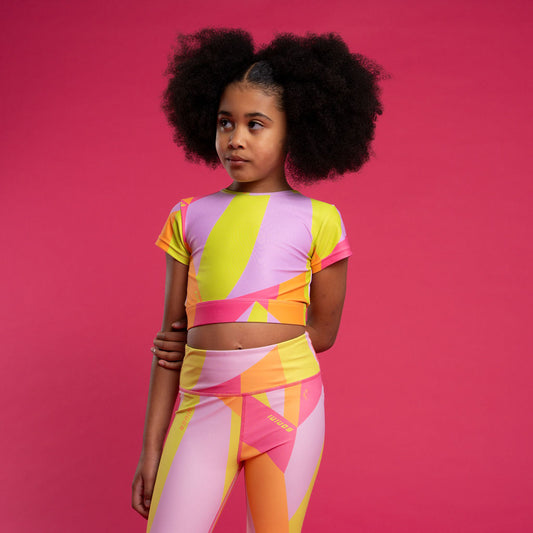 Bonini Girls Hot Pink Printed Sports Crop Top Dream