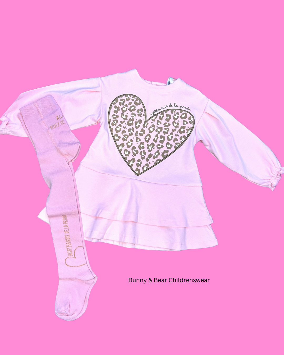 Agatha Ruiz De La Prada Pink Leopard Heart Dress & Tights 8241