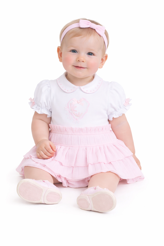 Pastels & Co Pink Ruffle Dress & Pant Set Hannah