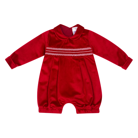 PRE ORDER Deolinda Baby Boy Red Velour Romper 6505