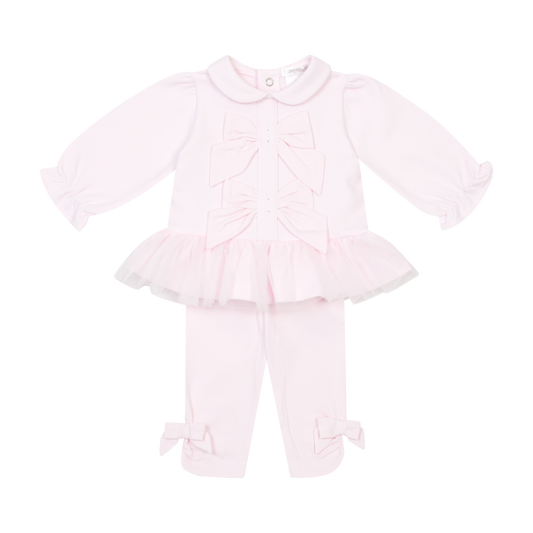 PRE ORDER Deolinda Baby Girl Pink Bow Legging Set 6726