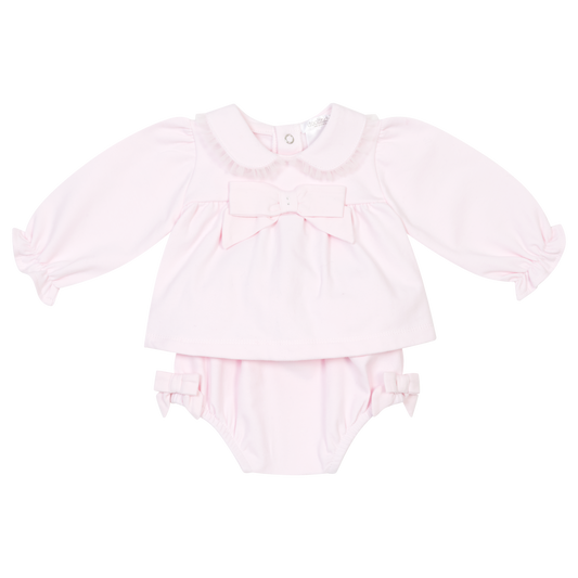 PRE ORDER Deolinda Baby Girl Pink Bow Tulle Pant Set 6728