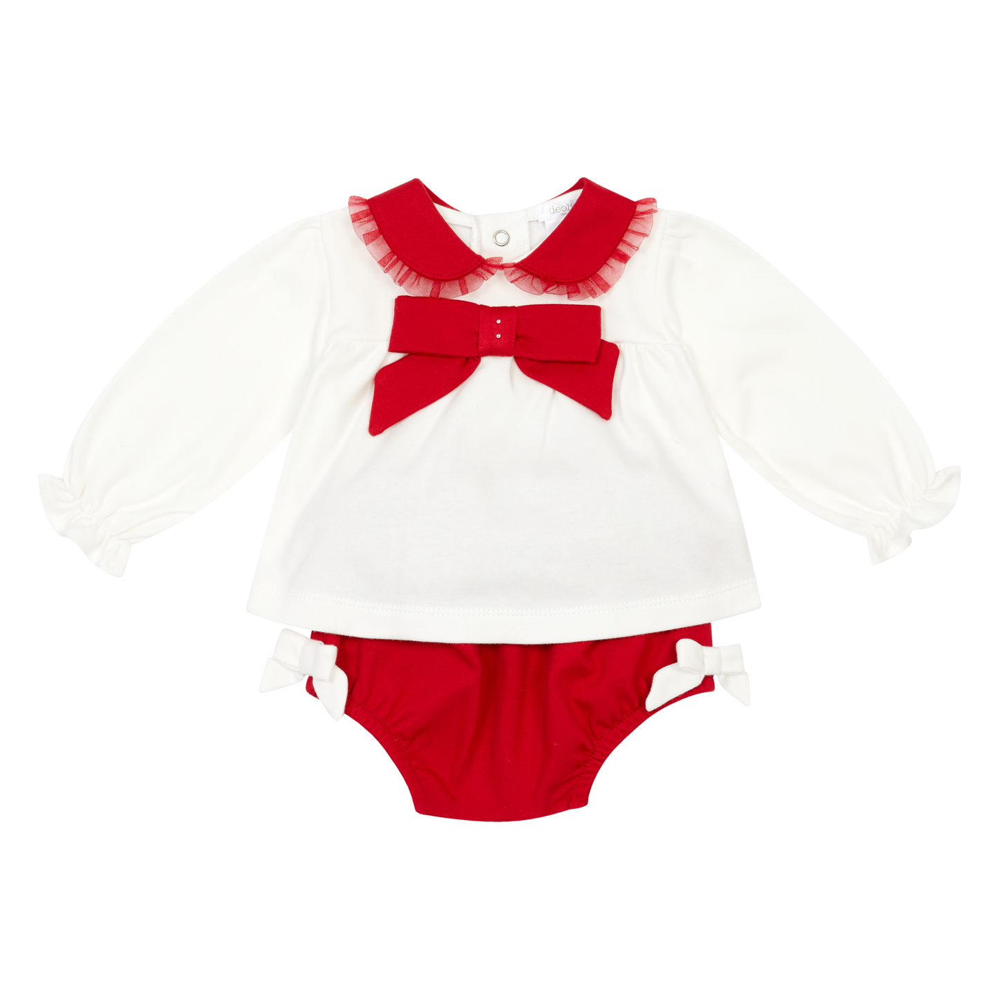 PRE ORDER Deolinda Baby Girl Cream & Red Bloomer Set 6728